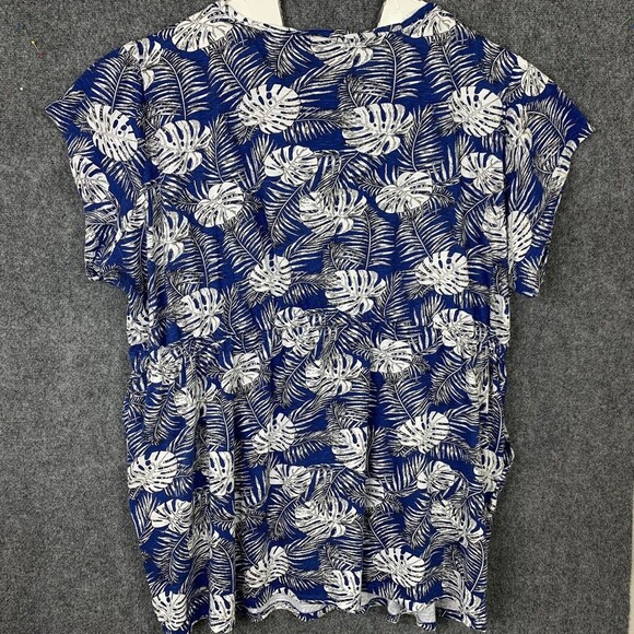 Ellos Palm Leaf Print Dress Size 5X Cotton Pockets Pull Cord Waist Knee Length - Picture 7 of 11